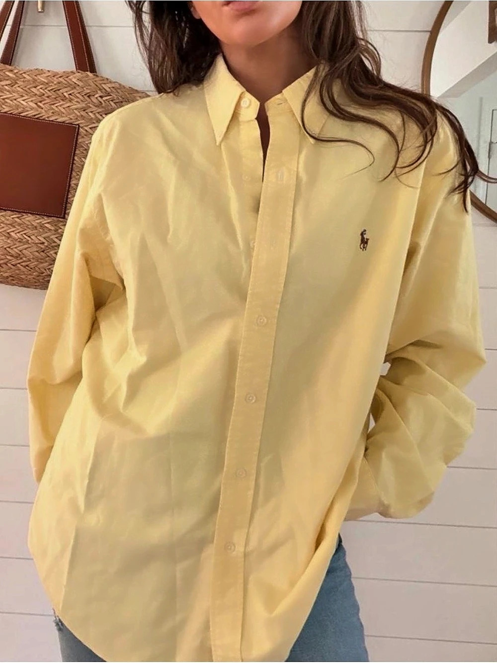 Polo Ralph Lauren Oxford Shirt Men’s XL Yellow Classic Fit Multicolor Pony